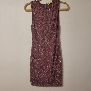 Alice + Olivia Sequined Sheath Dress, Womens 0 Berry  Stretch Sparkly Evening